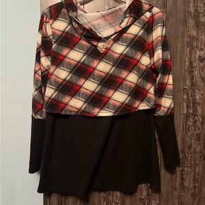 💥Buy 2 Get 1 Free💥 Quinee Plaid Hooded Long Sleeve Maternity/Nursing Top